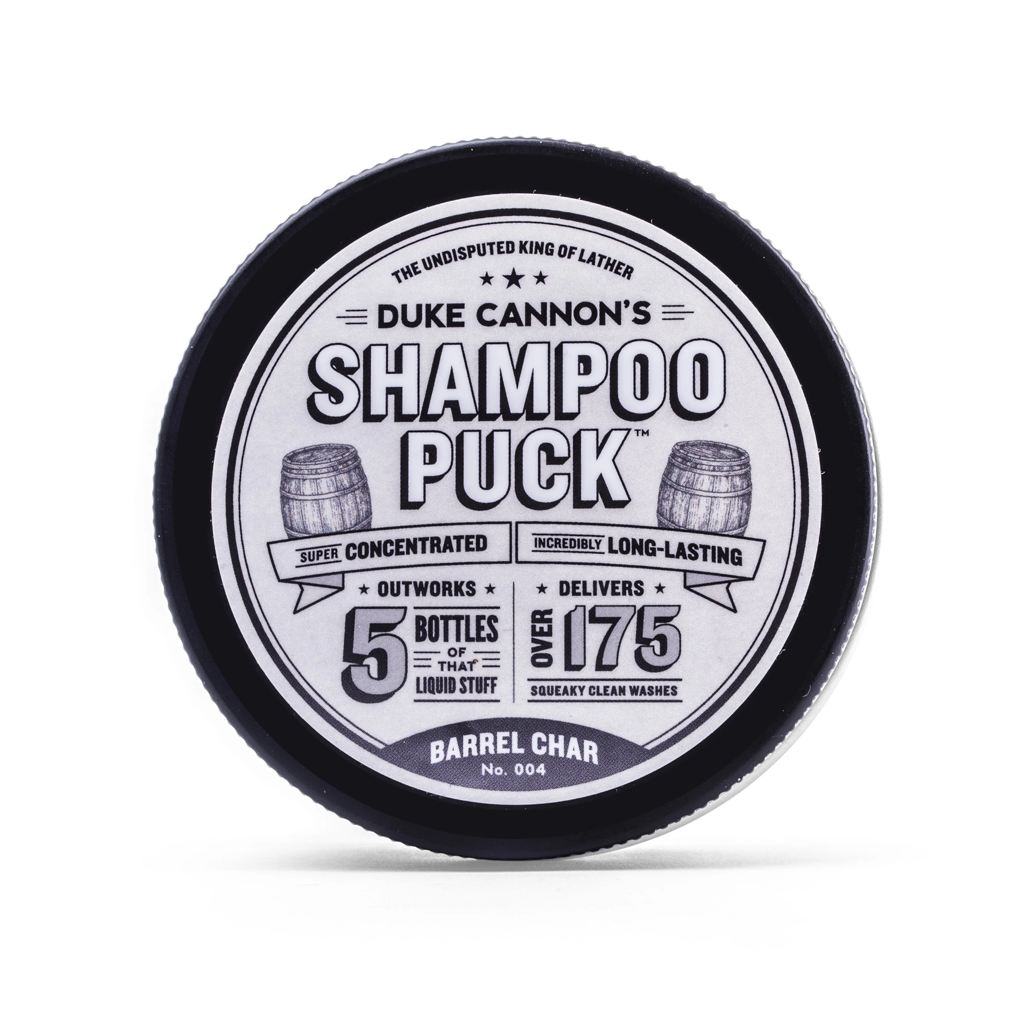 wassserloses Shampoo Puck Barrel Char 127g Kohle bindet sofort Geruchspartikel DUKE CANNON